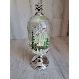 Moving‎ snow Xmas Snowglobe red cardinal glitter table top home decor